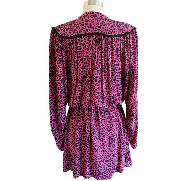ZADIG & VOLTAIRE Reveal Leopard Print Dress Hot Pink Black MSRP $398 Large NWT - Picture 4 of 12